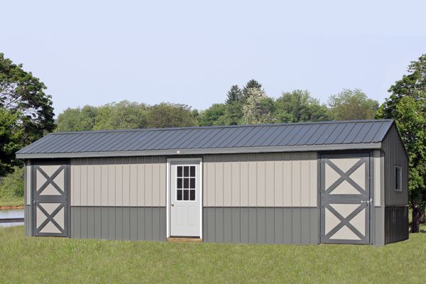 12x34 Metal Shed Row Horse Barn with Center Tack