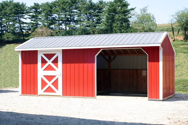 12X24 Metal Horse Barn, Run-in Shed, with Tack
