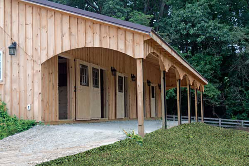 This horse barn has a beautiful scalloped overhang!!