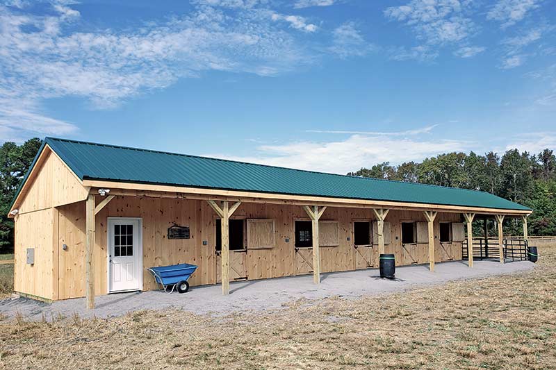 12' x 84' Shed Row. Metal Roof. 5 Stalls, Tack & Run-in. 8' Overhang.