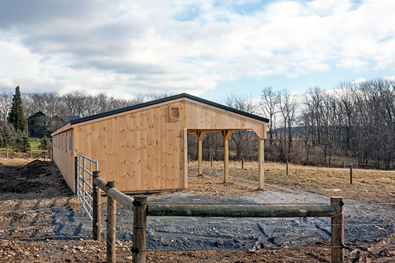 12x80 Shed Row Horse Barn, Almost Finished - Side View